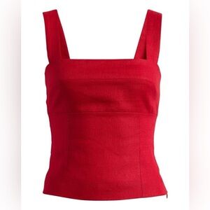 NWT Reformation Darci Linen Tank Top Size 2 Red Sleeveless Summer Vacation
